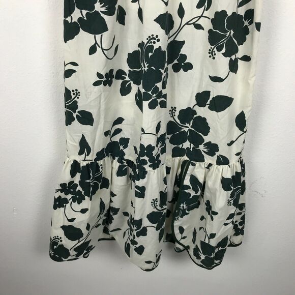 Vintage 1980s Dress Size S Green White Floral Lolenani Hawaiian Cotton - Picture 3 of 8